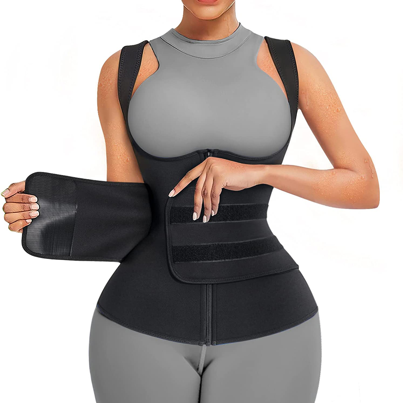 Sweat Waist Trainer Belt Neoprene - Kadınlar için Neopren Sauna Tulumu, Terleten